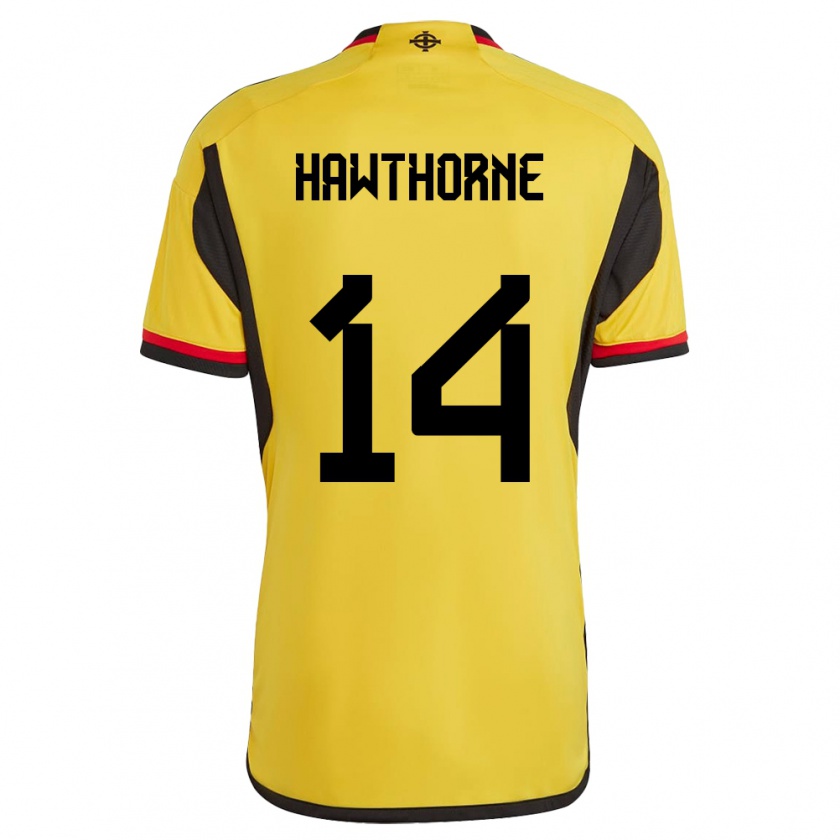 Kandiny Herren Nordirland Keevan Hawthorne #14 Weiß Auswärtstrikot Trikot 24-26 T-Shirt