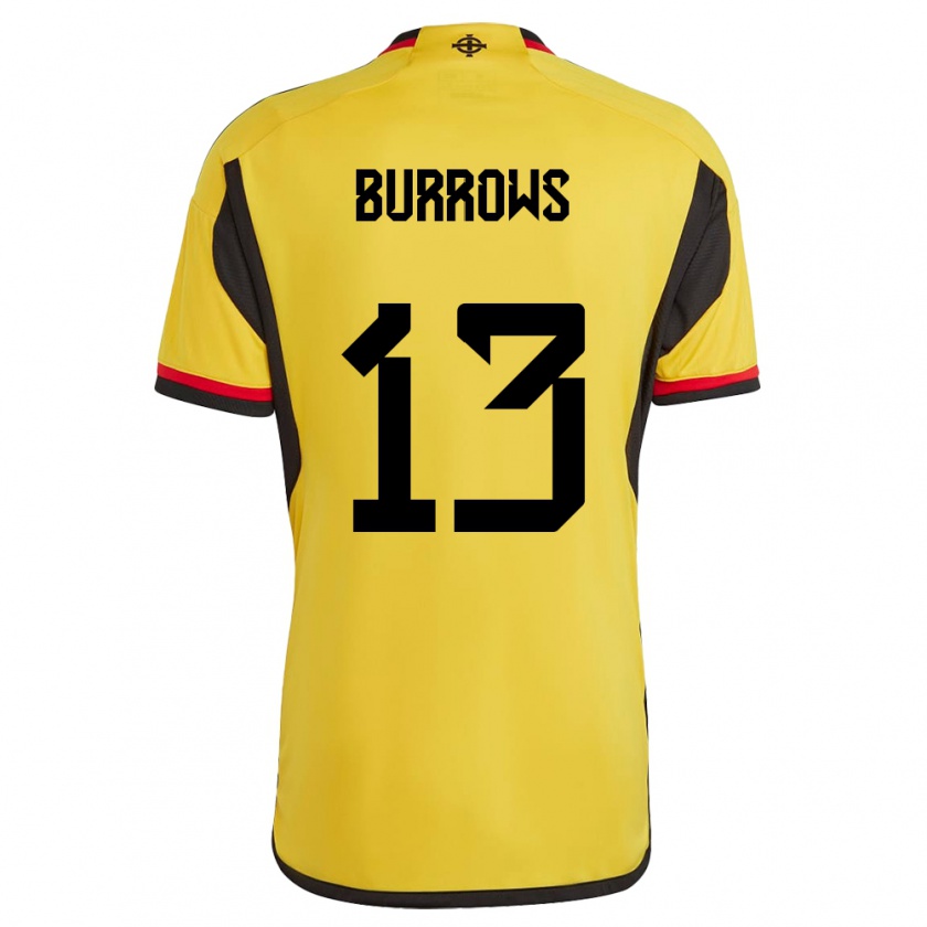 Kandiny Herren Nordirland Kelsie Burrows #13 Weiß Auswärtstrikot Trikot 24-26 T-Shirt