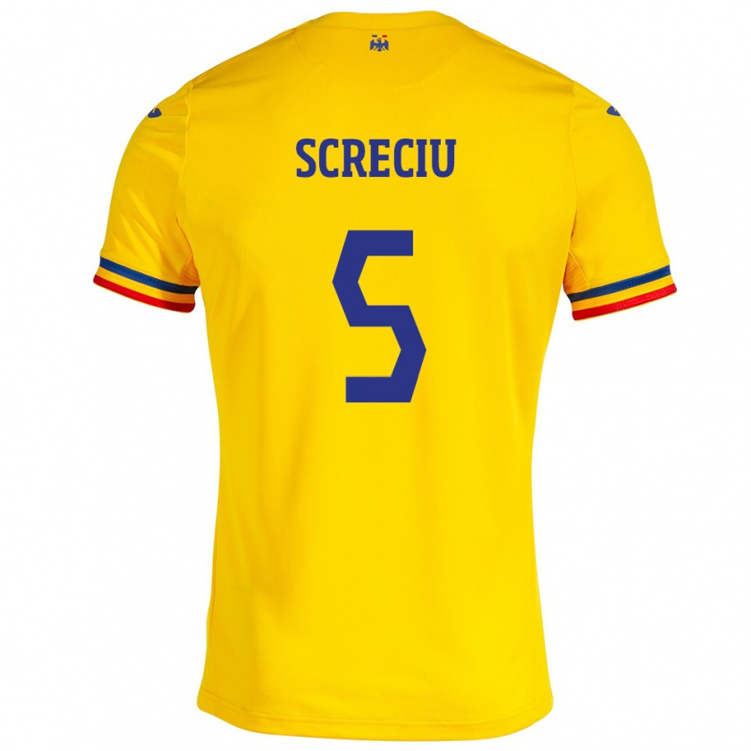 Kandiny Damen Rumänische Vladimir Screciu #5 Gelb Heimtrikot Trikot 24-26 T-Shirt