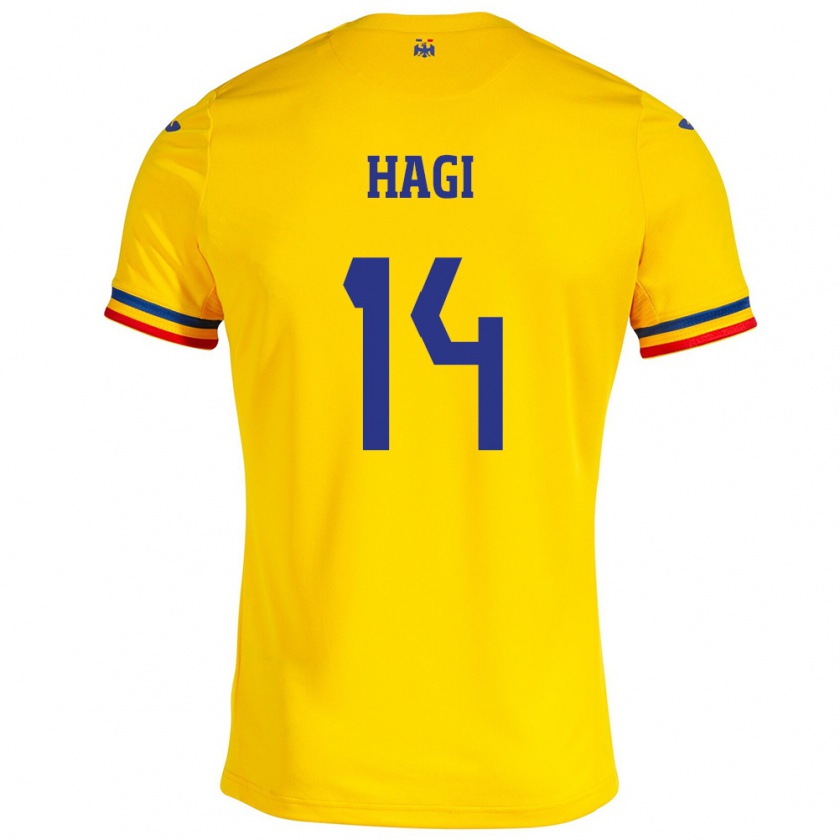 Kandiny Damen Rumänische Ianis Hagi #14 Gelb Heimtrikot Trikot 24-26 T-Shirt