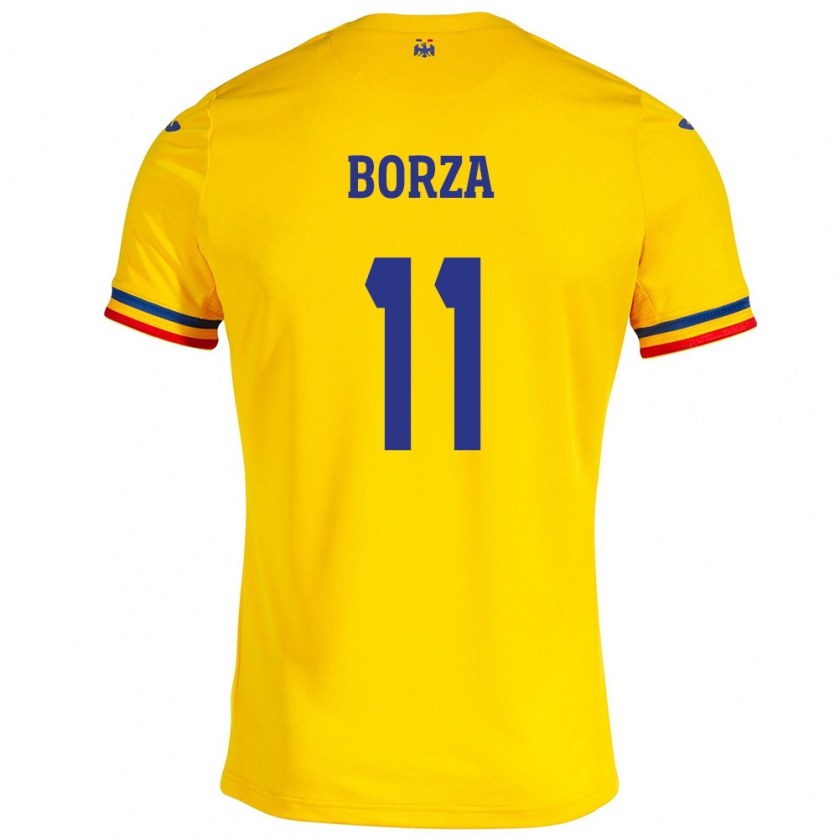 Kandiny Damen Rumänische Andrei Borza #11 Gelb Heimtrikot Trikot 24-26 T-Shirt