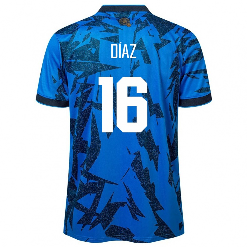 Kandiny Damen El Salvador Wilber Díaz #16 Blau Heimtrikot Trikot 24-26 T-Shirt