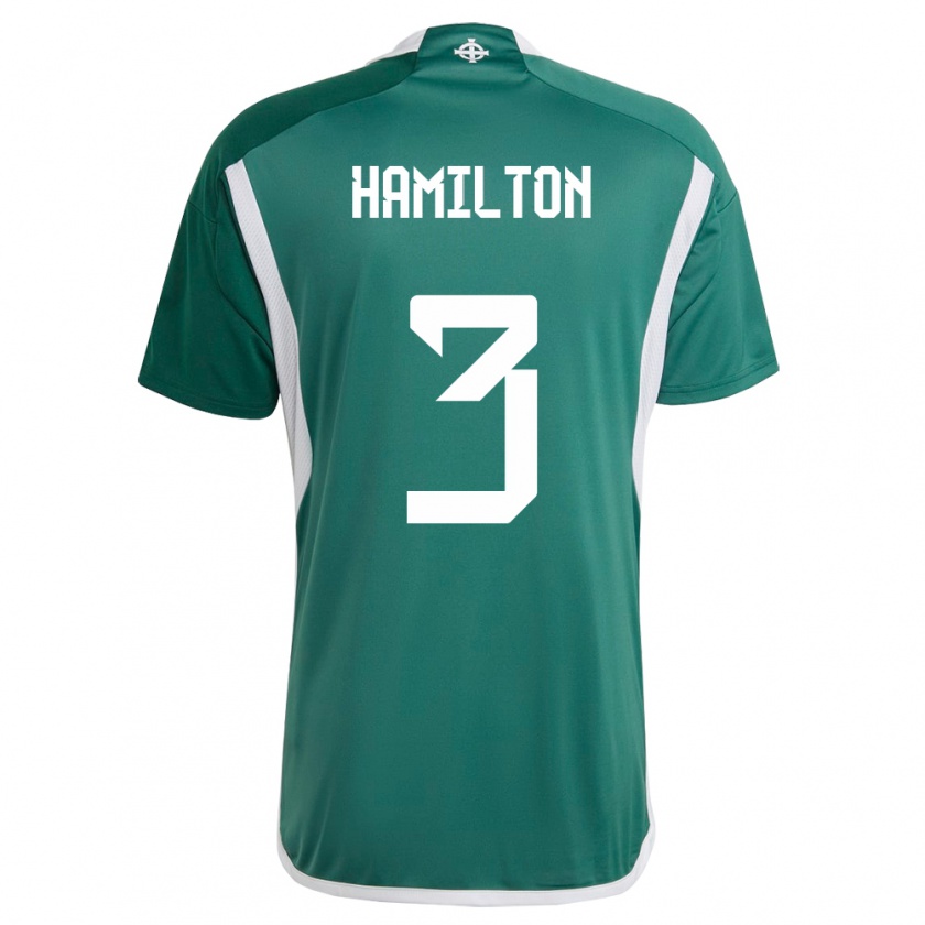 Kandiny Damen Nordirland Brendan Hamilton #3 Grün Heimtrikot Trikot 24-26 T-Shirt