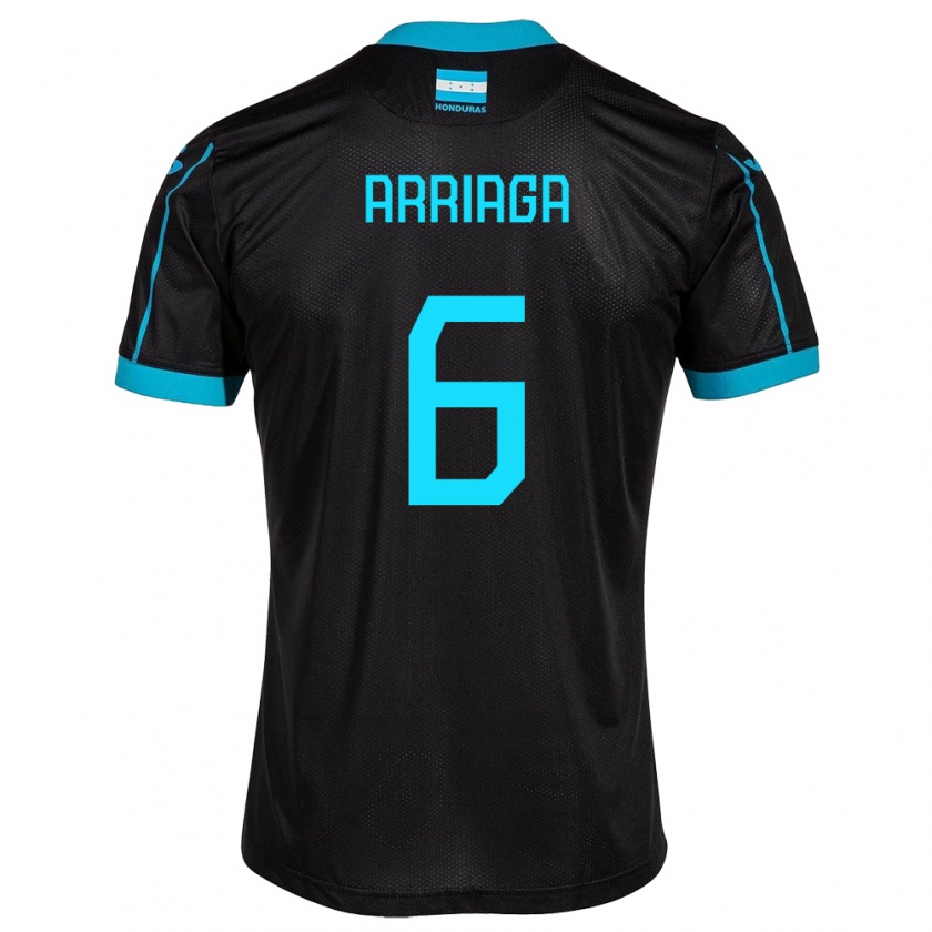 Kandiny Damen Honduras Javier Arriaga #6 Schwarz Auswärtstrikot Trikot 24-26 T-Shirt