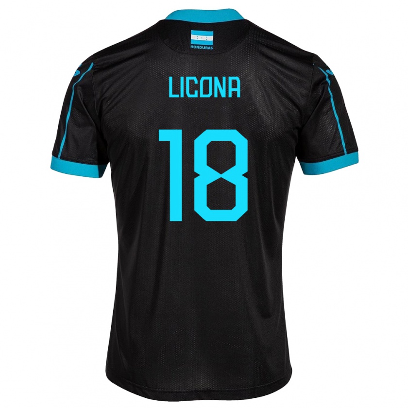 Kandiny Damen Honduras Marlon Licona #18 Schwarz Auswärtstrikot Trikot 24-26 T-Shirt