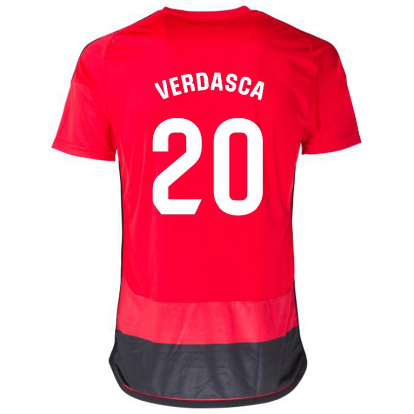 Kandiny Kinder Diogo Verdasca #20 Rot Schwarz Heimtrikot Trikot 2023/24 T-Shirt