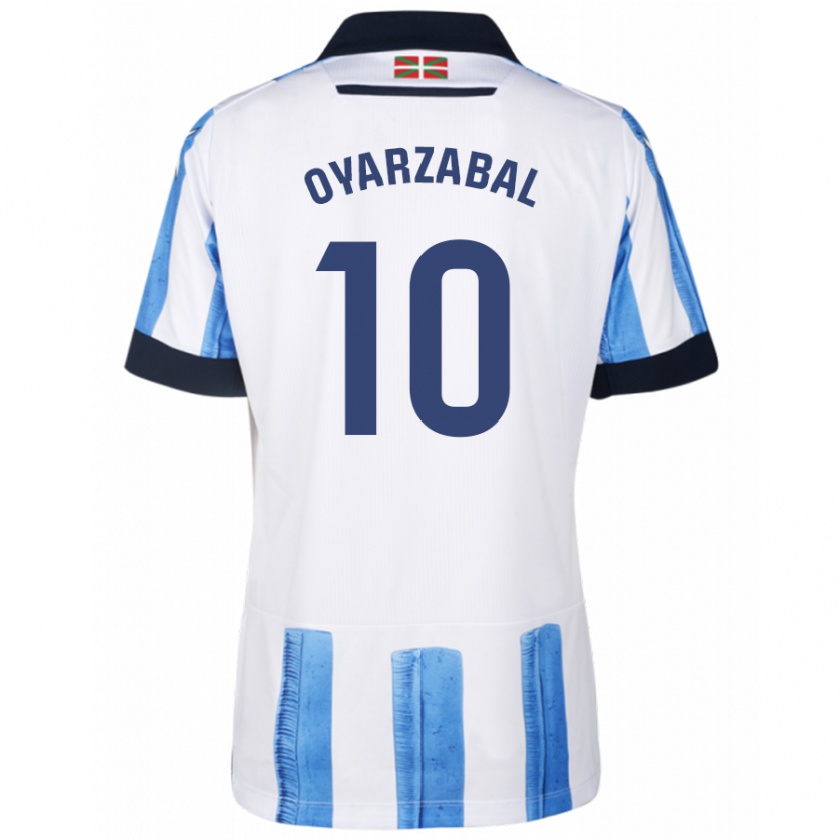 Kandiny Kinder Mikel Oyarzabal #10 Blau Weiss Heimtrikot Trikot 2023/24 T-Shirt