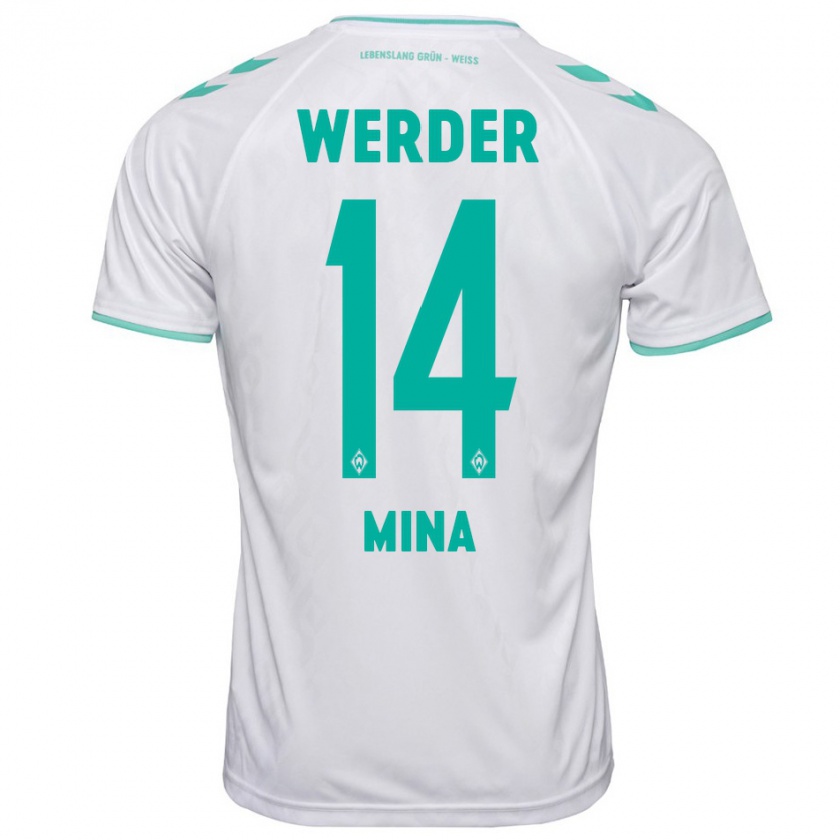 Kandiny Kinder Johan Mina #14 Weiß Auswärtstrikot Trikot 2023/24 T-Shirt