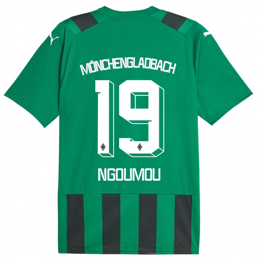 Kandiny Kinder Nathan Ngoumou #19 Schwarz Grün Auswärtstrikot Trikot 2023/24 T-Shirt