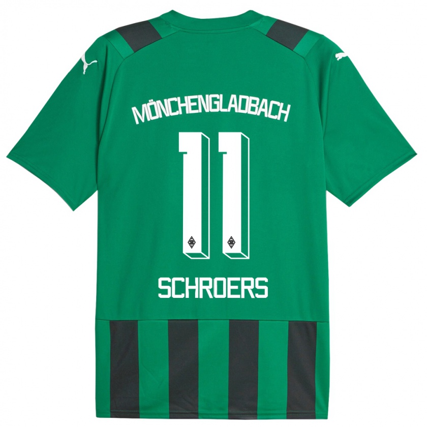 Kandiny Kinder Mika Schroers #11 Schwarz Grün Auswärtstrikot Trikot 2023/24 T-Shirt