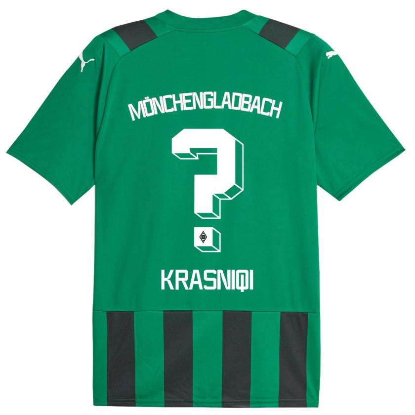 Kandiny Kinder Engjell Krasniqi #0 Schwarz Grün Auswärtstrikot Trikot 2023/24 T-Shirt