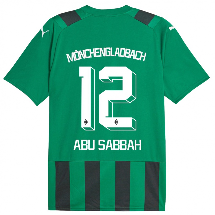 Kandiny Kinder Sarah Abu Sabbah #12 Schwarz Grün Auswärtstrikot Trikot 2023/24 T-Shirt