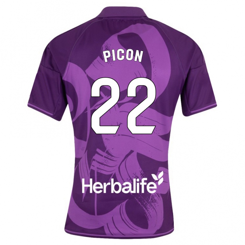 Kandiny Kinder Pablo Picón #22 Violett Auswärtstrikot Trikot 2023/24 T-Shirt