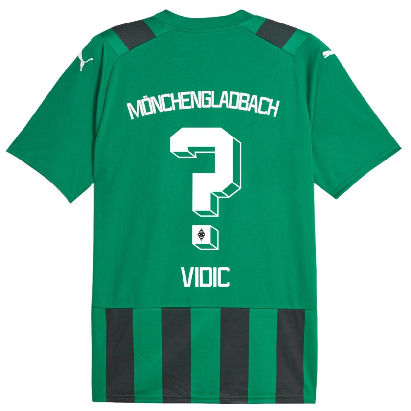 Kandiny Herren Nico Vidic #0 Schwarz Grün Auswärtstrikot Trikot 2023/24 T-Shirt