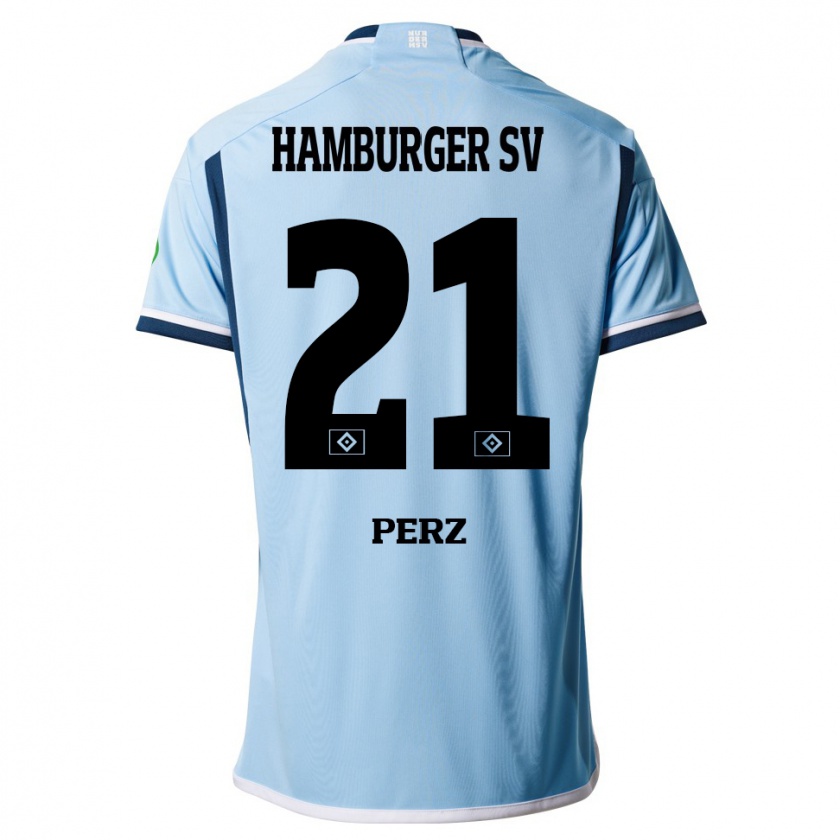 Kandiny Herren Marcel Perz #21 Blau Auswärtstrikot Trikot 2023/24 T-Shirt