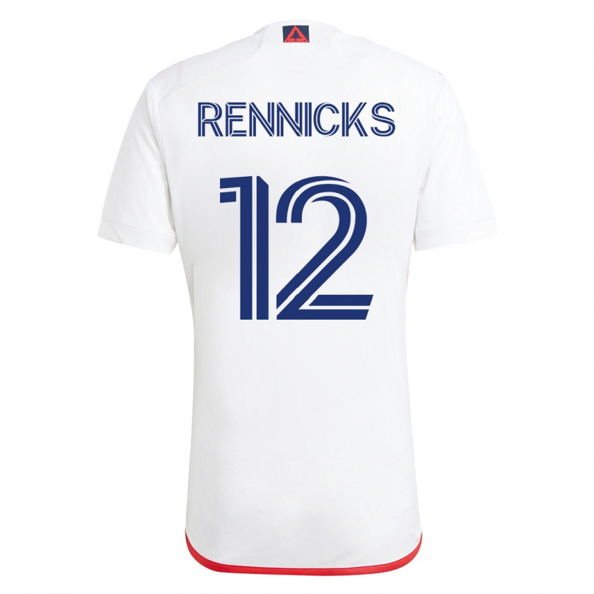 Kandiny Damen Justin Rennicks #12 Weiß Rot Auswärtstrikot Trikot 2023/24 T-Shirt