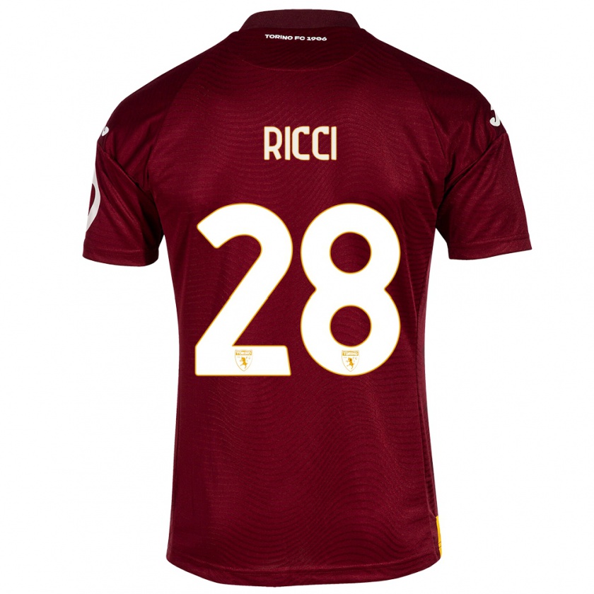 Kandiny Kinder Samuele Ricci #28 Dunkelrot Heimtrikot Trikot 2023/24 T-Shirt