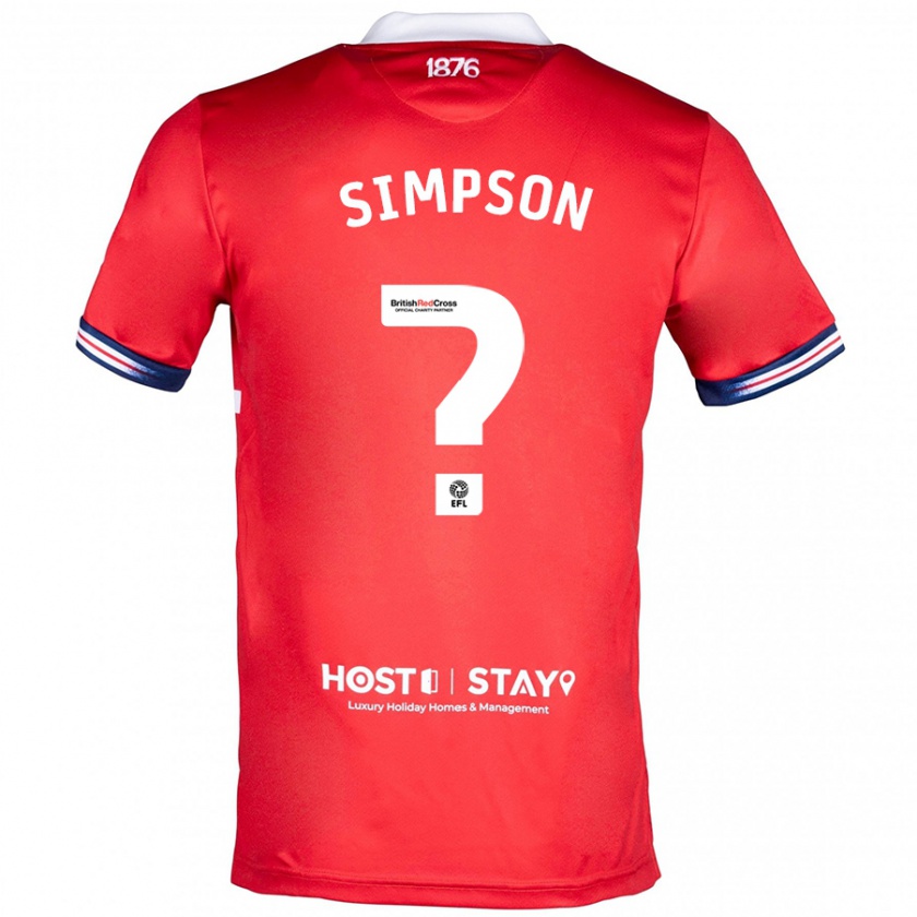 Kandiny Kinder Nathan Simpson #0 Rot Heimtrikot Trikot 2023/24 T-Shirt