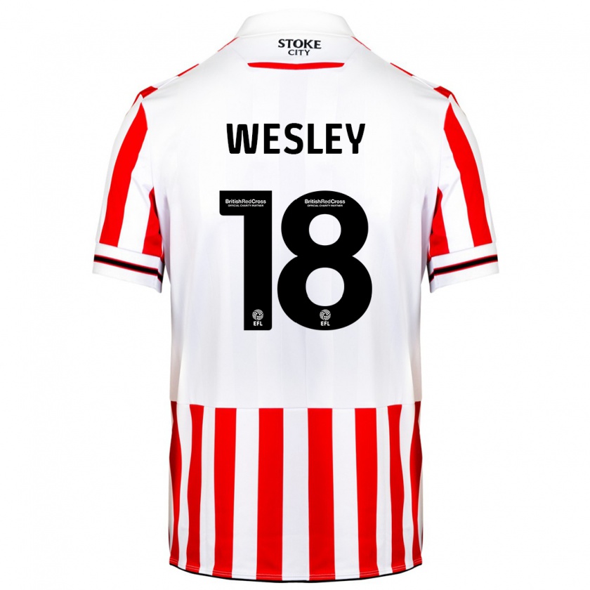 Kandiny Kinder Wesley Moraes #18 Rot-Weiss Heimtrikot Trikot 2023/24 T-Shirt