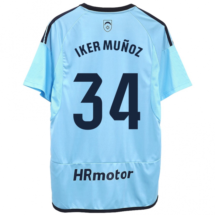 Kandiny Kinder Iker Muñoz #34 Blau Auswärtstrikot Trikot 2023/24 T-Shirt