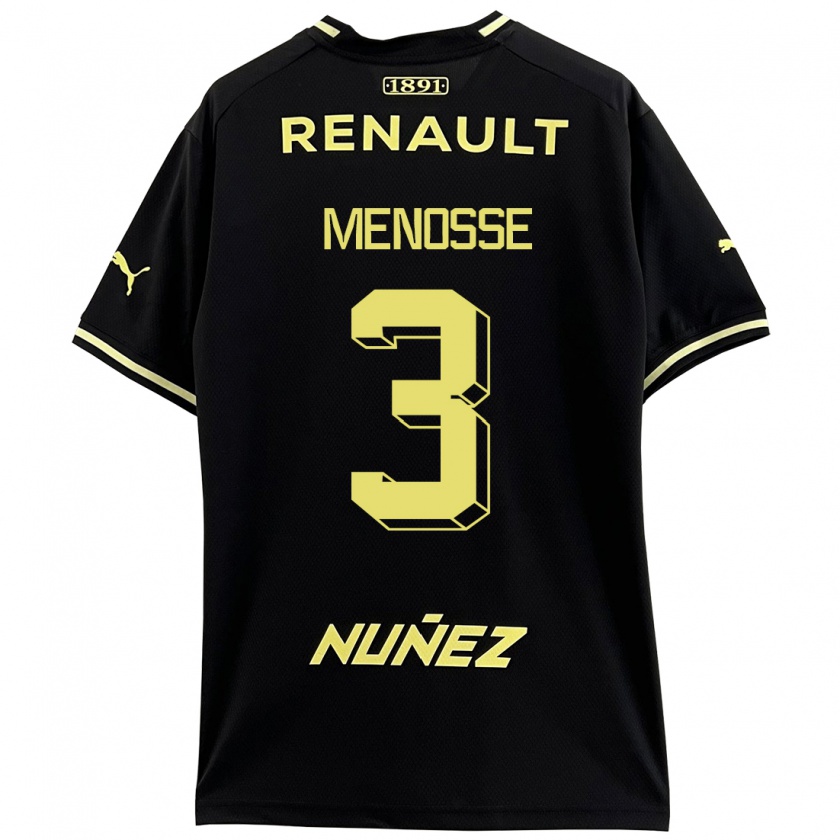 Kandiny Kinder Hernán Menosse #3 Schwarz Auswärtstrikot Trikot 2023/24 T-Shirt