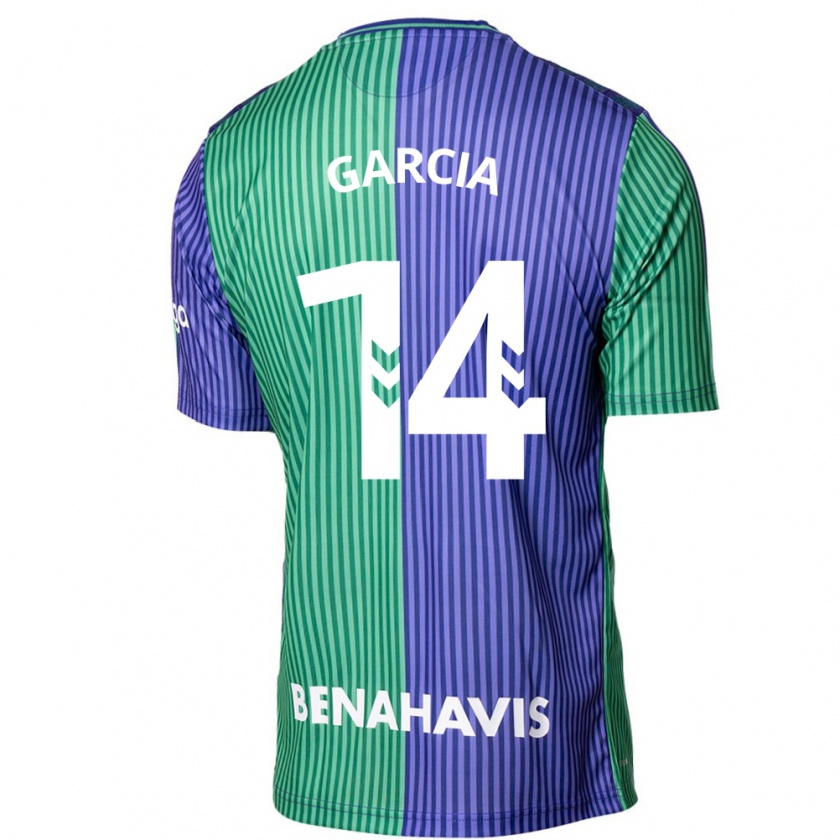 Kandiny Kinder Víctor García #14 Grün Blau Auswärtstrikot Trikot 2023/24 T-Shirt