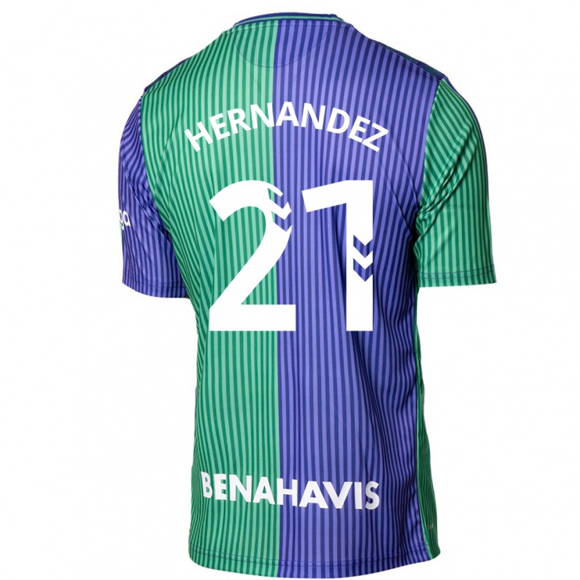 Kandiny Kinder Juan Hernández #21 Grün Blau Auswärtstrikot Trikot 2023/24 T-Shirt