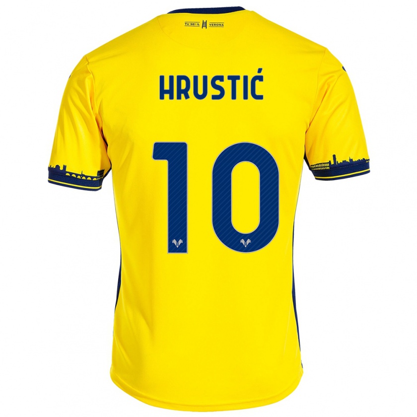 Kandiny Kinder Ajdin Hrustić #10 Gelb Auswärtstrikot Trikot 2023/24 T-Shirt