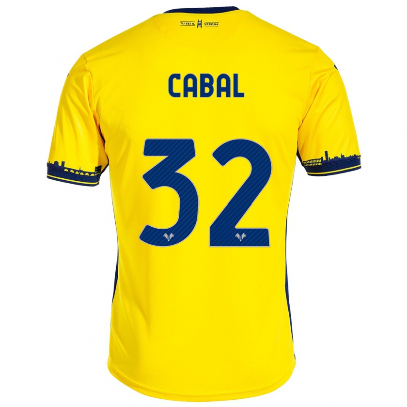 Kandiny Kinder Juan Cabal #32 Gelb Auswärtstrikot Trikot 2023/24 T-Shirt