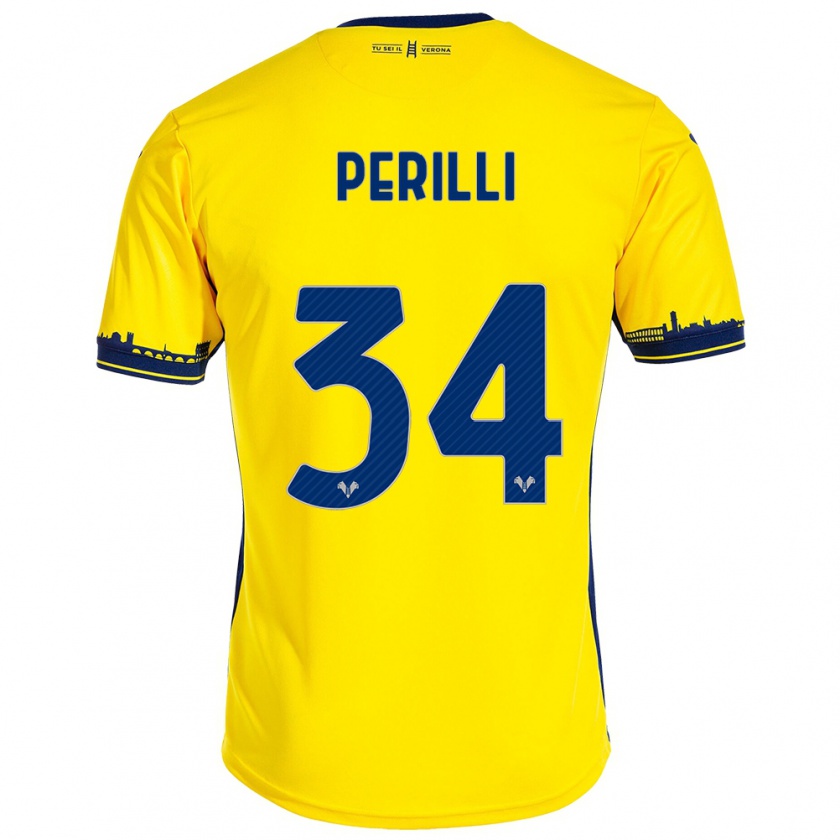 Kandiny Kinder Simone Perilli #34 Gelb Auswärtstrikot Trikot 2023/24 T-Shirt