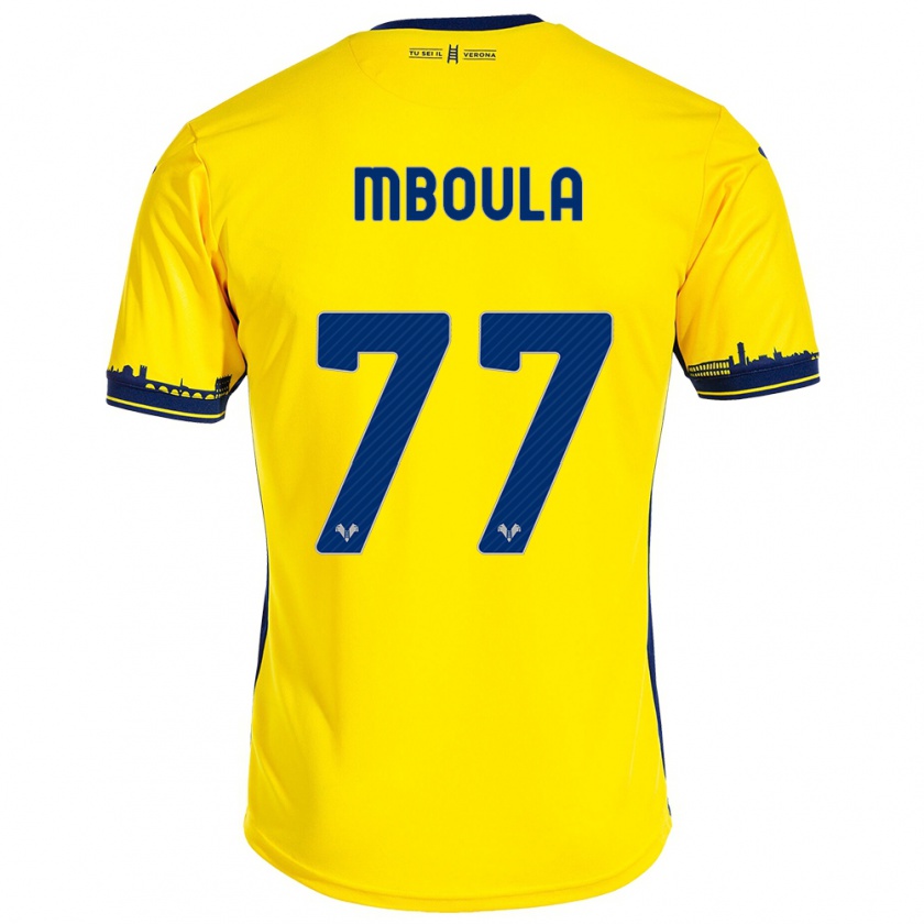 Kandiny Kinder Jordi Mboula #77 Gelb Auswärtstrikot Trikot 2023/24 T-Shirt