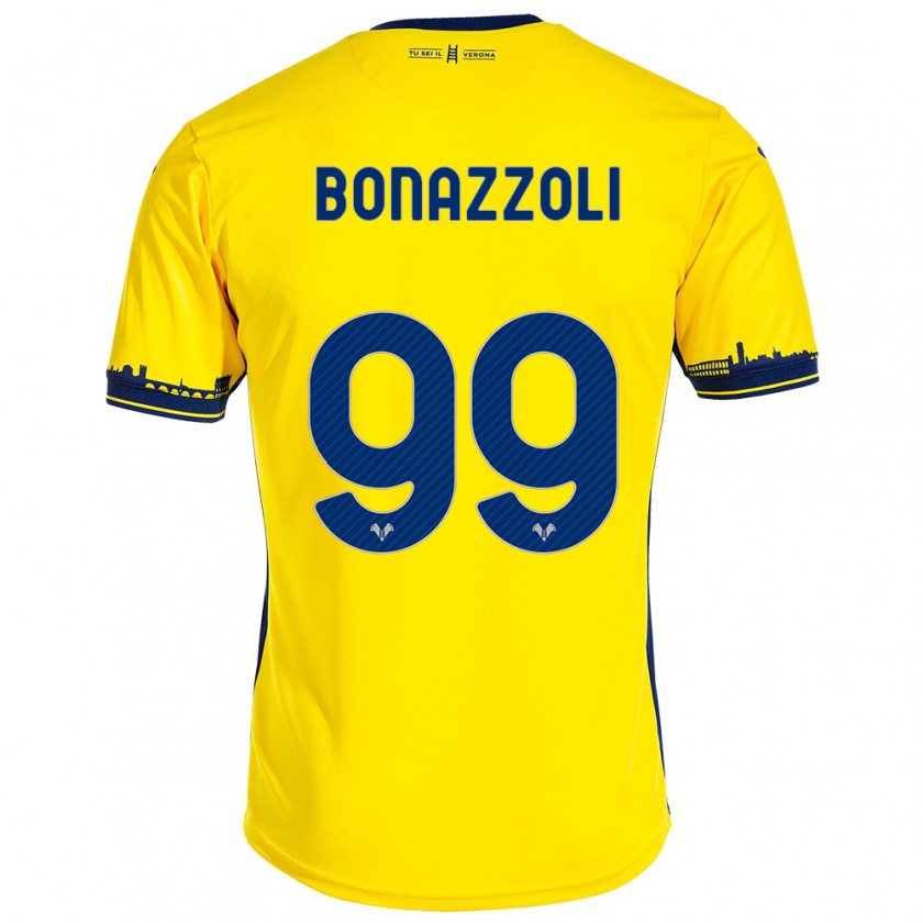 Kandiny Kinder Federico Bonazzoli #99 Gelb Auswärtstrikot Trikot 2023/24 T-Shirt