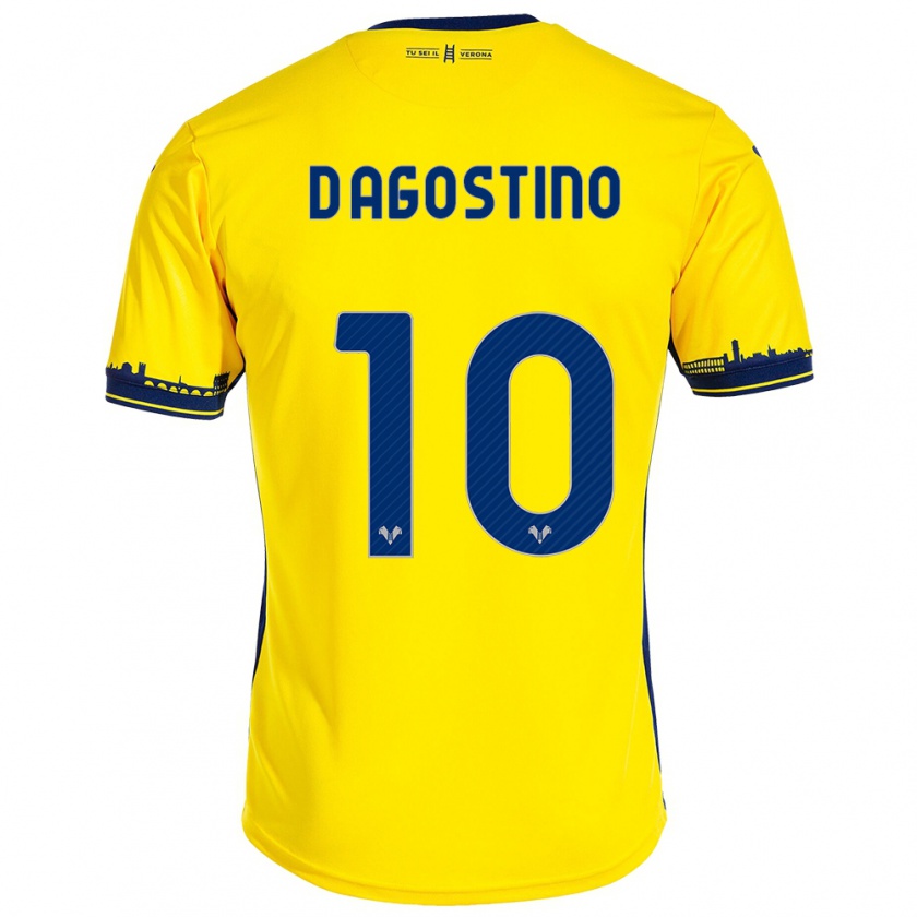 Kandiny Kinder Samuele D'agostino #10 Gelb Auswärtstrikot Trikot 2023/24 T-Shirt