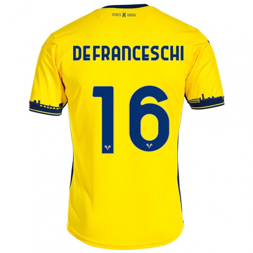 Kandiny Kinder Edoardo De Franceschi #16 Gelb Auswärtstrikot Trikot 2023/24 T-Shirt