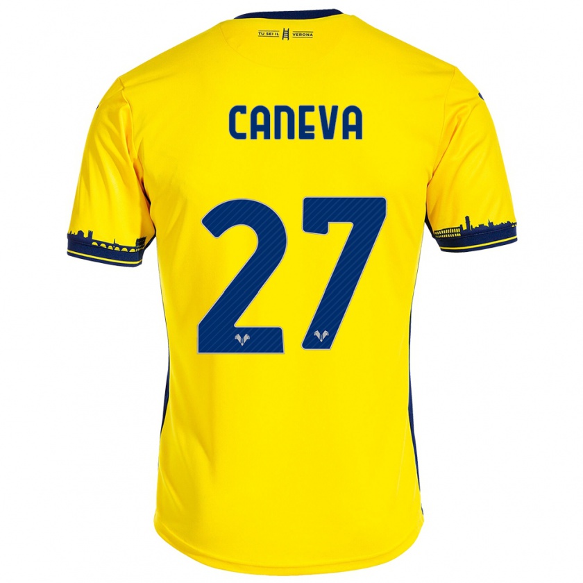 Kandiny Kinder Elia Caneva #27 Gelb Auswärtstrikot Trikot 2023/24 T-Shirt