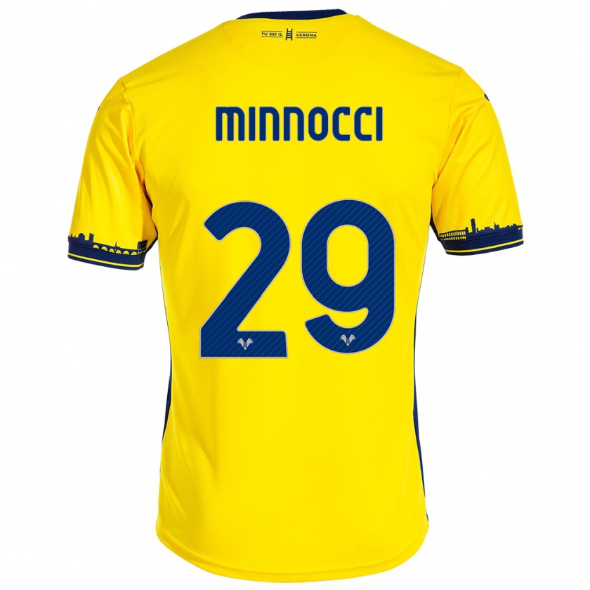 Kandiny Kinder Valerio Minnocci #29 Gelb Auswärtstrikot Trikot 2023/24 T-Shirt