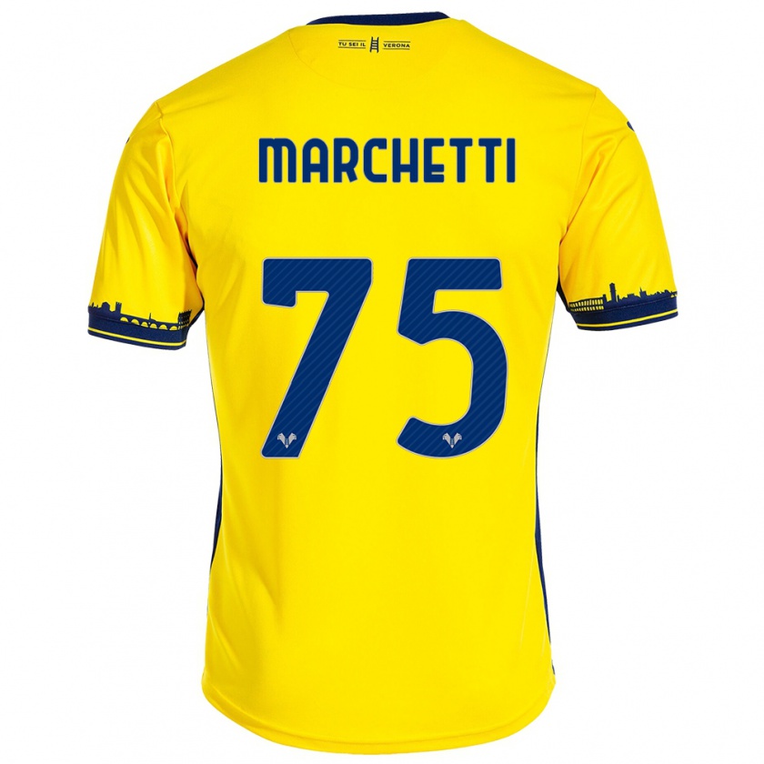 Kandiny Kinder Nicolò Marchetti #75 Gelb Auswärtstrikot Trikot 2023/24 T-Shirt