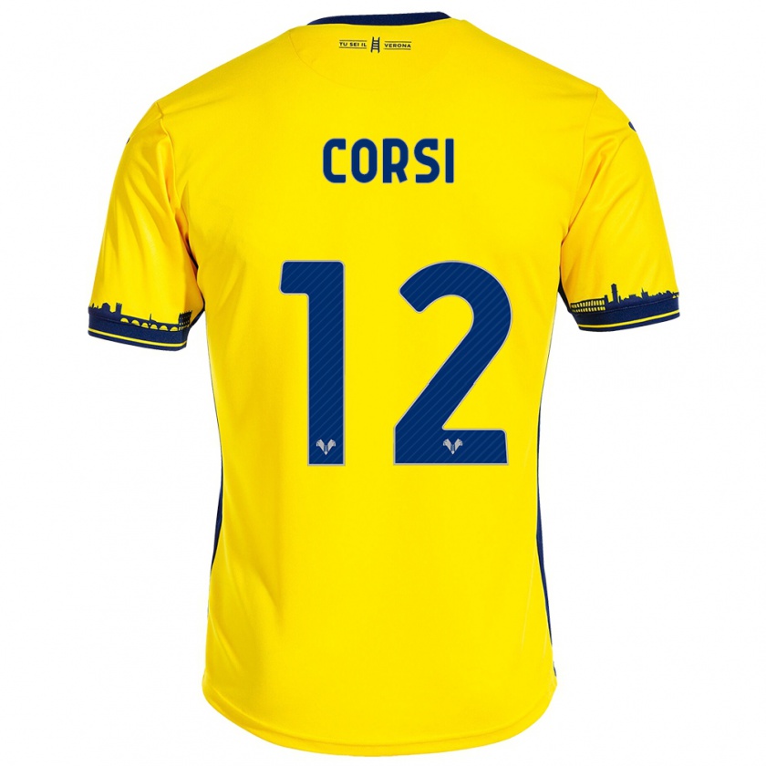 Kandiny Kinder Sara Corsi #12 Gelb Auswärtstrikot Trikot 2023/24 T-Shirt