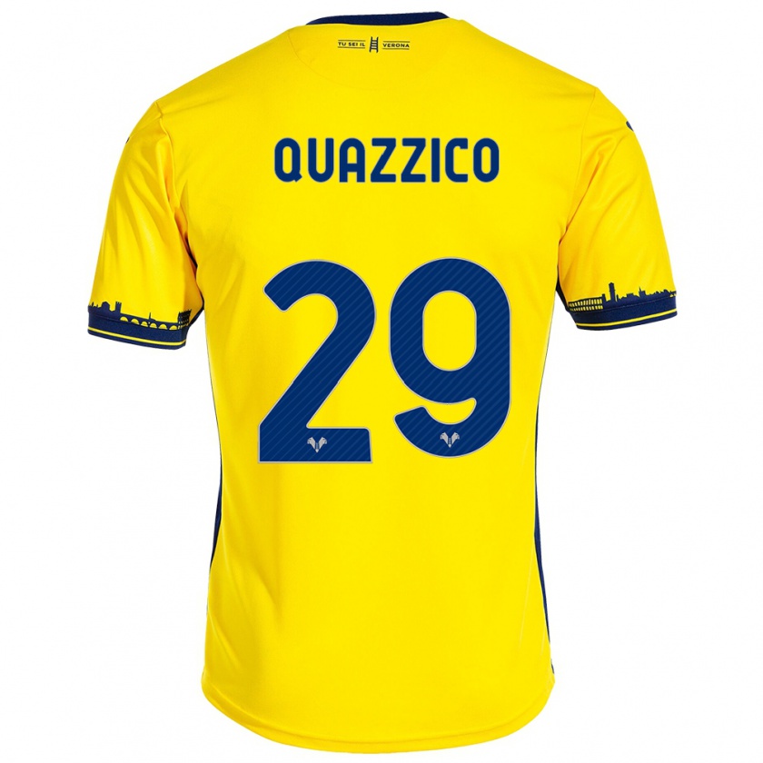 Kandiny Kinder Francesca Quazzico #29 Gelb Auswärtstrikot Trikot 2023/24 T-Shirt