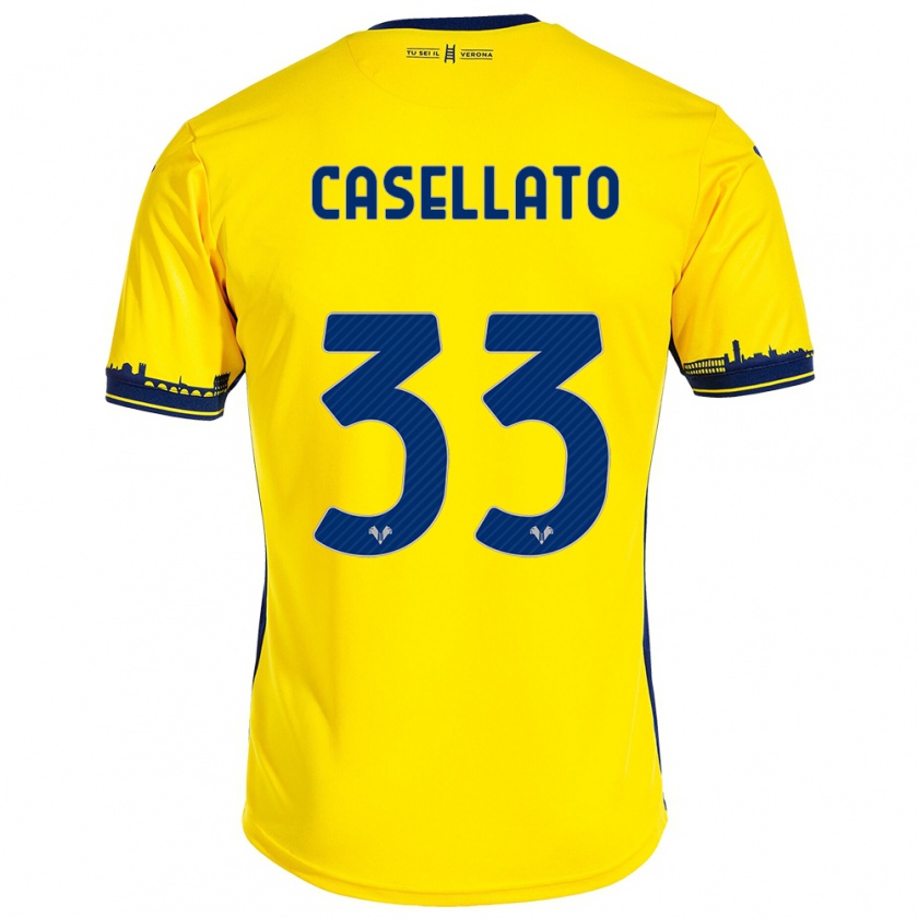 Kandiny Kinder Elisa Casellato #33 Gelb Auswärtstrikot Trikot 2023/24 T-Shirt