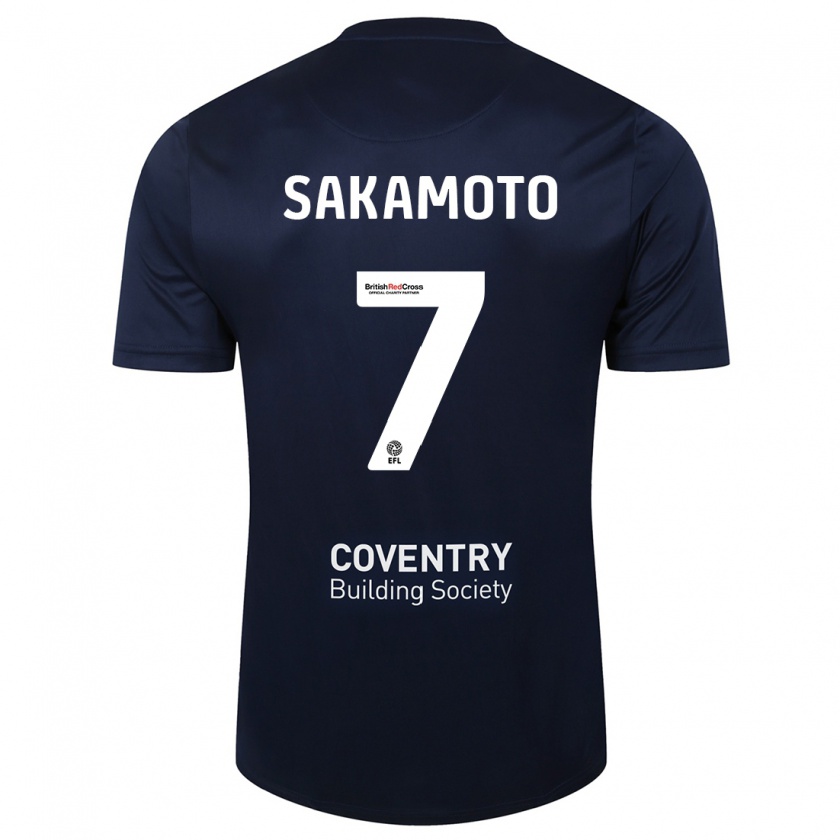 Kandiny Kinder Tatsuhiro Sakamoto #7 Rote Marine Auswärtstrikot Trikot 2023/24 T-Shirt