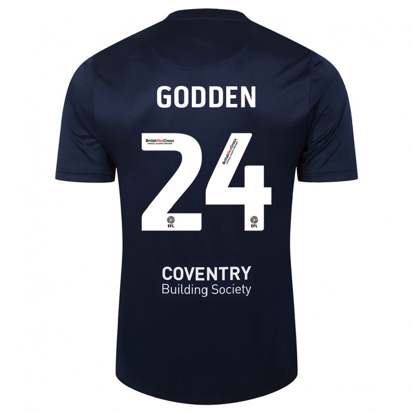 Kandiny Kinder Matt Godden #24 Rote Marine Auswärtstrikot Trikot 2023/24 T-Shirt