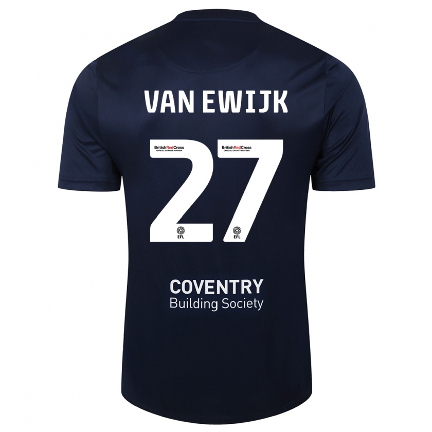 Kandiny Kinder Milan Van Ewijk #27 Rote Marine Auswärtstrikot Trikot 2023/24 T-Shirt