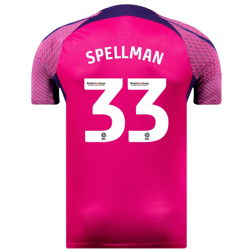 Kandiny Kinder Michael Spellman #33 Lila Auswärtstrikot Trikot 2023/24 T-Shirt