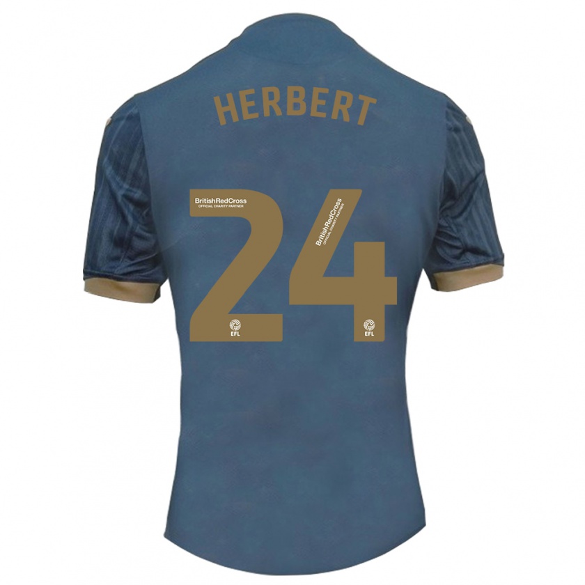 Kandiny Kinder Chelsea Herbert #24 Dunkles Blaugrün Auswärtstrikot Trikot 2023/24 T-Shirt