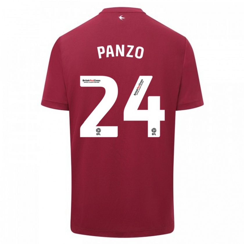 Kandiny Kinder Jonathan Panzo #24 Rot Auswärtstrikot Trikot 2023/24 T-Shirt