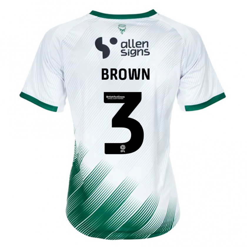 Kandiny Kinder Jaden Brown #3 Weiß Auswärtstrikot Trikot 2023/24 T-Shirt