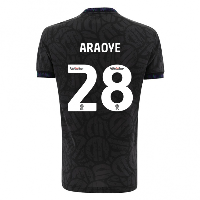 Kandiny Kinder Raphael Araoye #28 Schwarz Auswärtstrikot Trikot 2023/24 T-Shirt