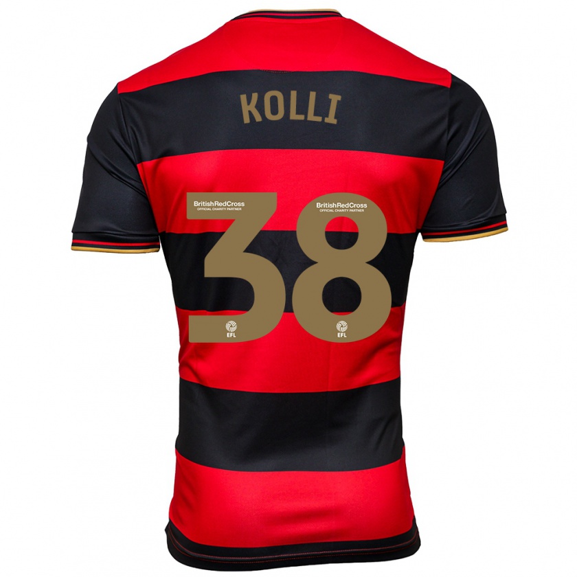 Kandiny Kinder Rayan Kolli #38 Schwarz Rot Auswärtstrikot Trikot 2023/24 T-Shirt