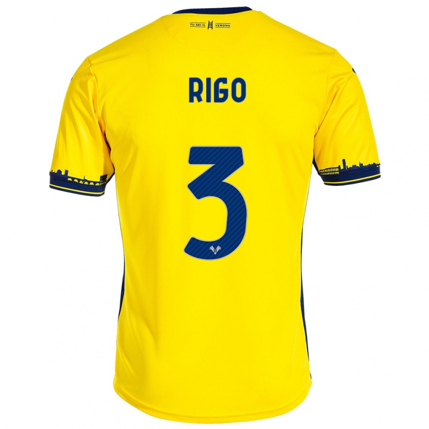 Kandiny Herren Mattia Rigo #3 Gelb Auswärtstrikot Trikot 2023/24 T-Shirt